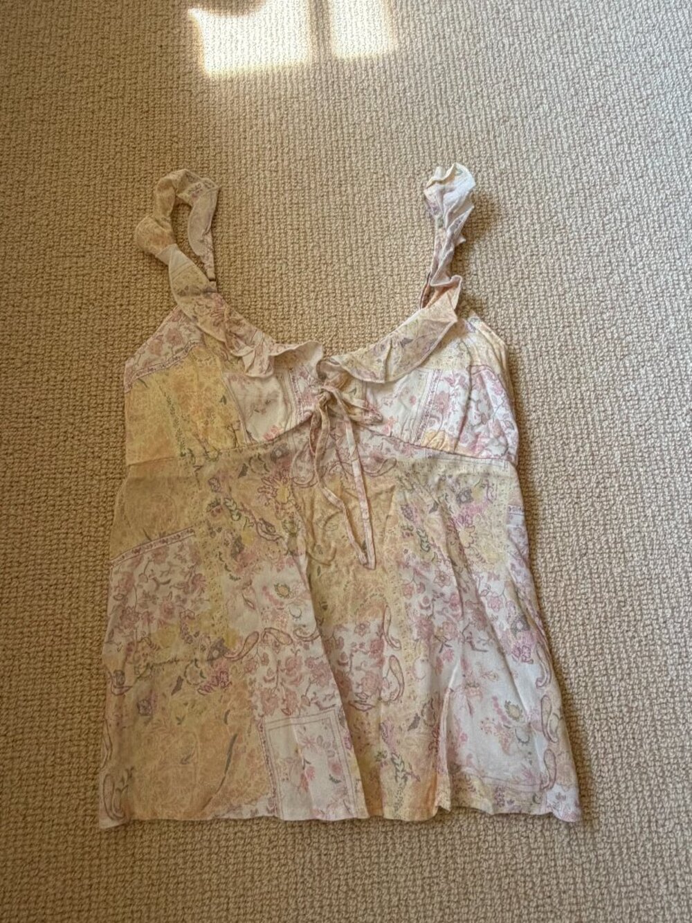 Hollister Floral Paisley Ruffle Babydoll Cami Top